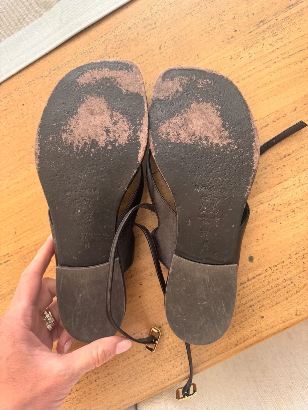 Margaux espresso (dark brown) Leather Wrap-Toe Sandals